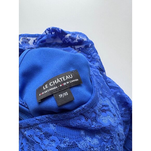 Vintage 00's LE CHATEAU Royal Blue Stretch Lace Fish Tail Maxi Dress, Size XS - Picture 10 of 12